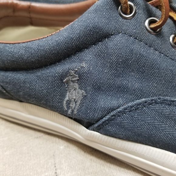 Polo Ralph Lauren Vaughn Shoes Men Size 10.5 D Blue Canvas Lace Up Sneakers - Picture 3 of 15